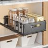 Retractable No-Drill Pull-Out Kitchen Countertop Storage Basket and Folding Rack