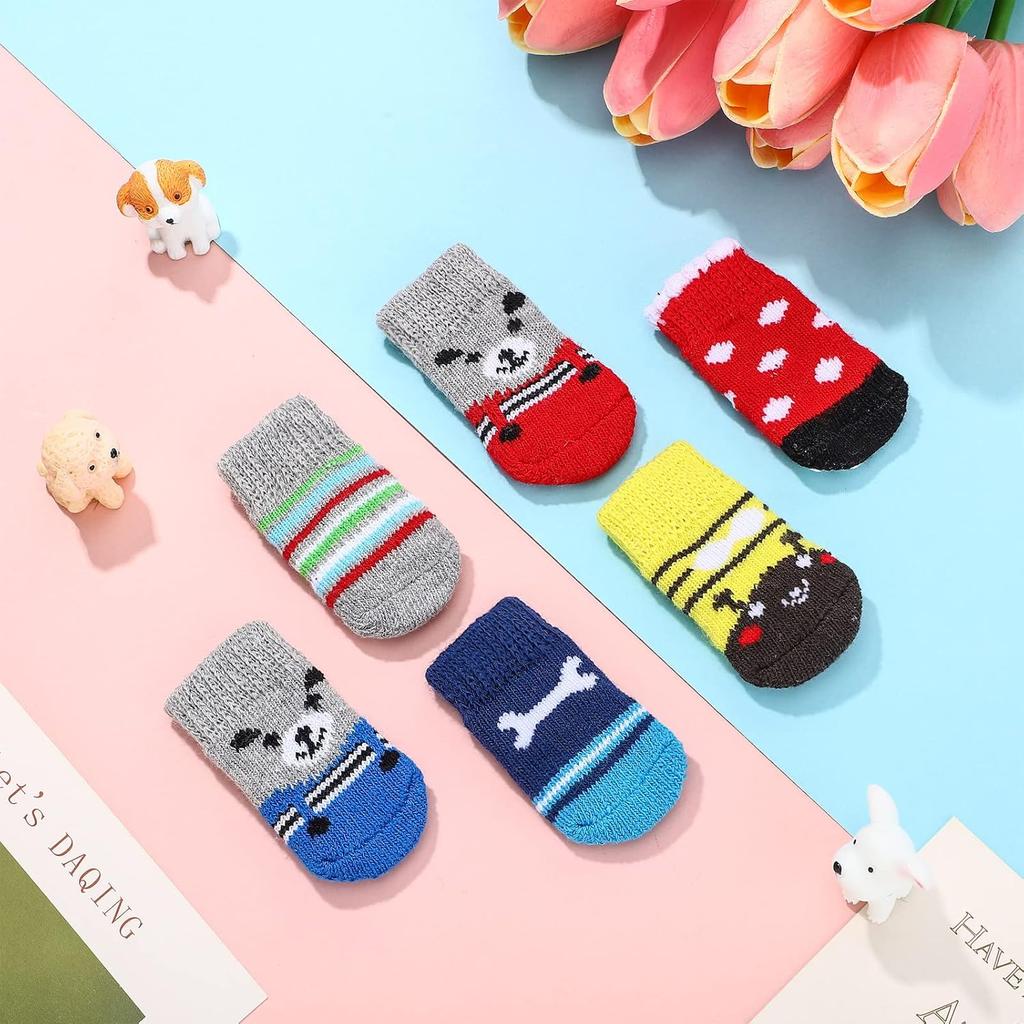 Sadnyy 24 Pcs Dog Socks for Small Medium Large Non Slip Pet Puppy Dog Socks Paw Protectors Outdoor Traction Control for Hot Pavement Hardwood Floor