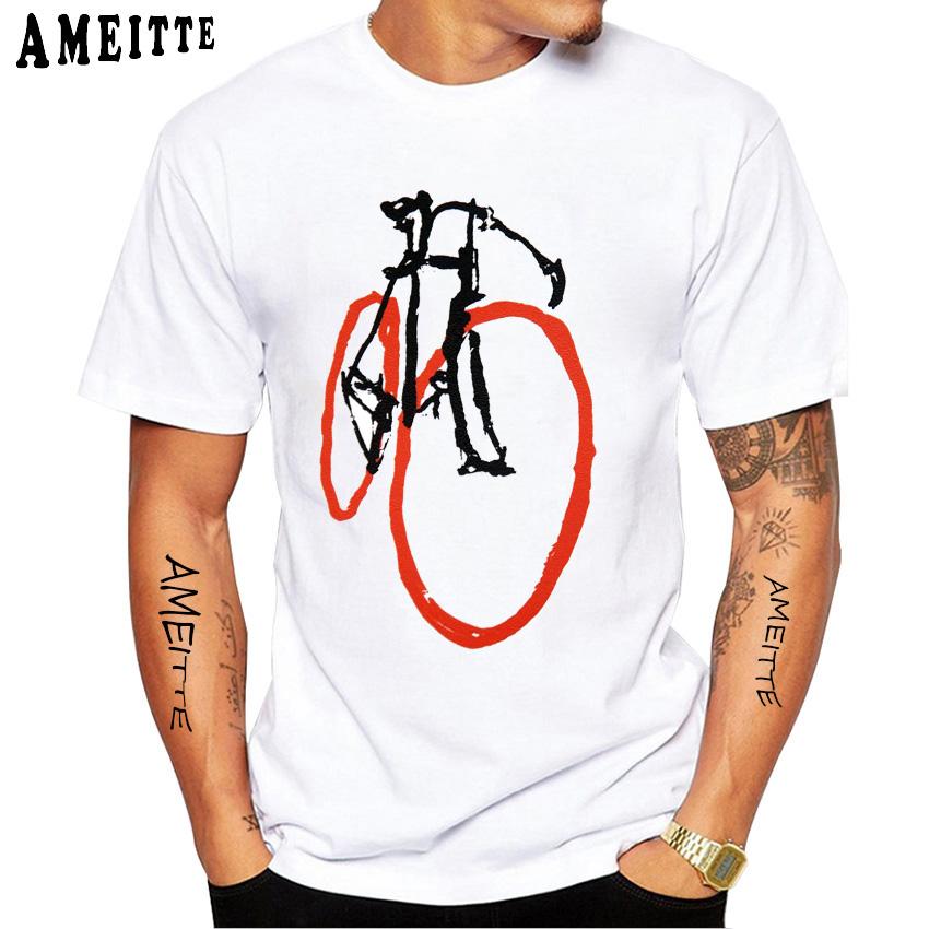 Moda Ilustrowana Retro Rowerowa Kolarstwo Motywacja Zespół Wyścigowy T Shirt z nadrukiem Męska koszulka Bicyles Sport