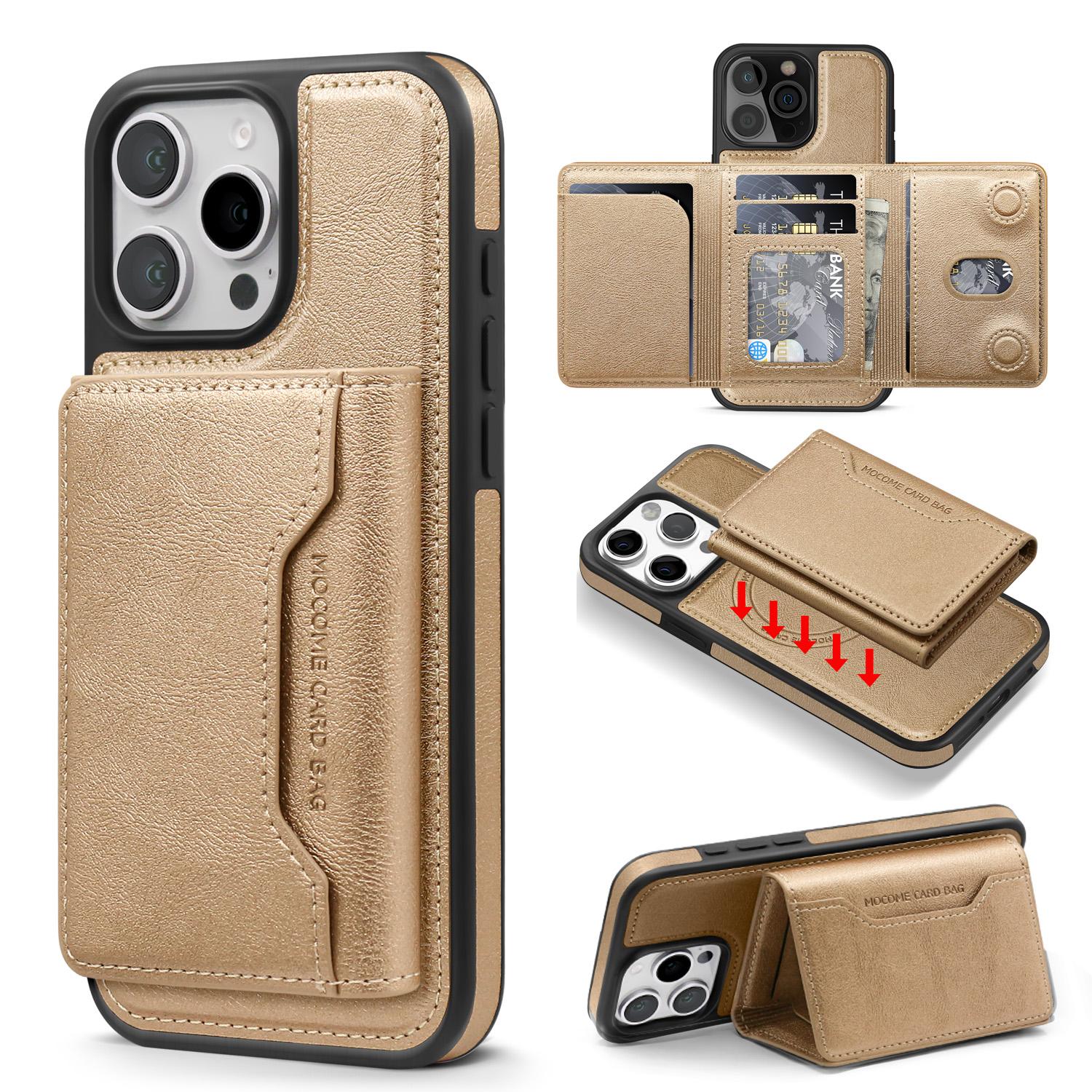 

For iPhone 16 Pro Max Magnetic Case Leather Back Phone Cover with Detachable Card Bag G