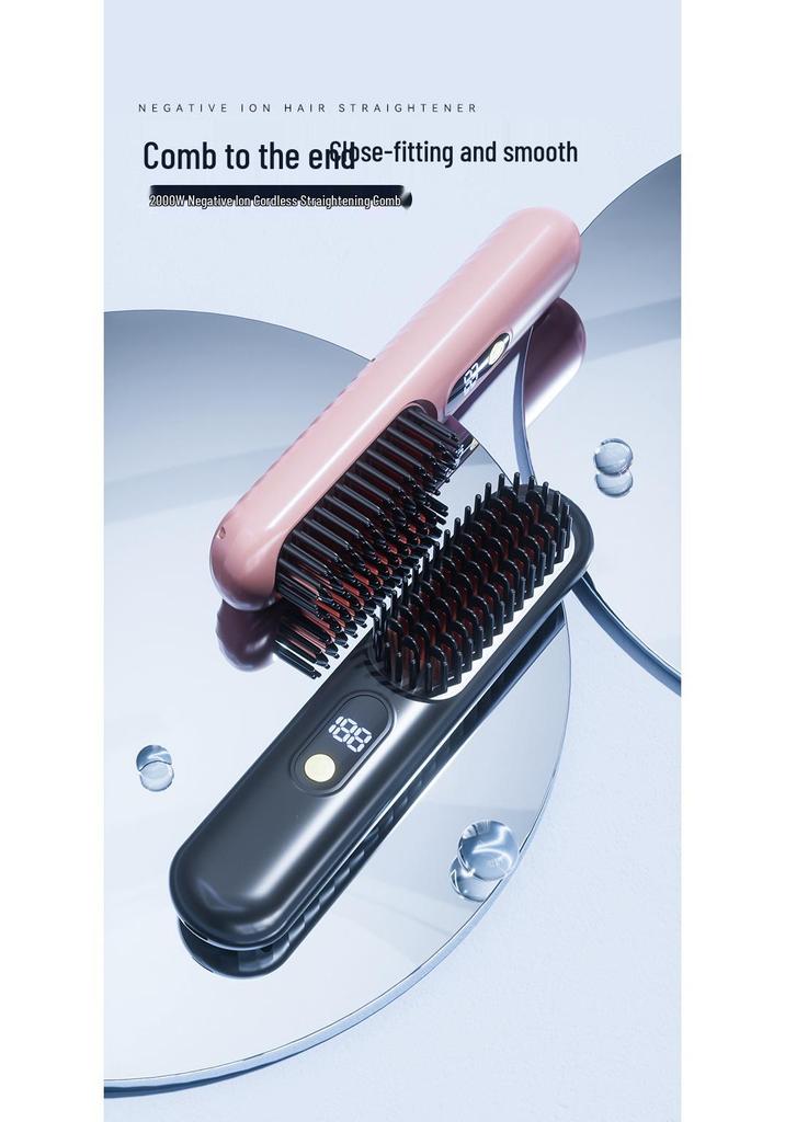Rechargeable Wireless Ion Hair Straightening Comb: Gentle, Portable, Damage-Free