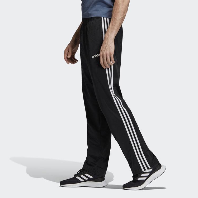 adidas Essentials 3-Streifen Hose mit offenem Saum aus Trikot Schwarz EI9761