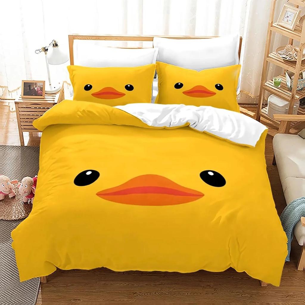 3D Print Yellow Duck Bedding Set Twin Queen King Size Duvet Cover Pillowcase for Boys Girls Adult Home Textile