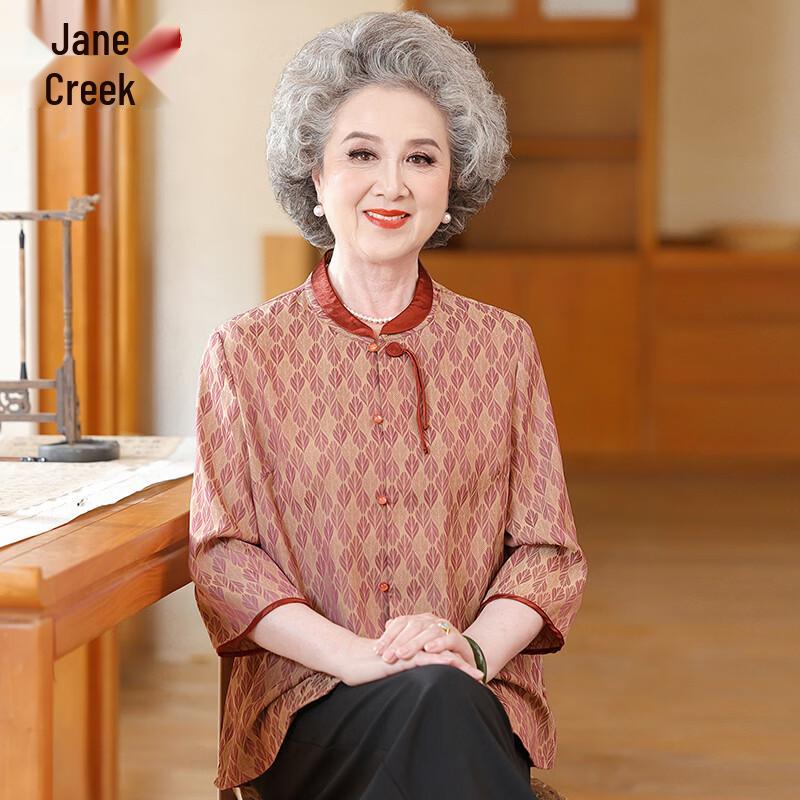 Women's Neo-Chinese Style Floral Summer Blouse for Seniors