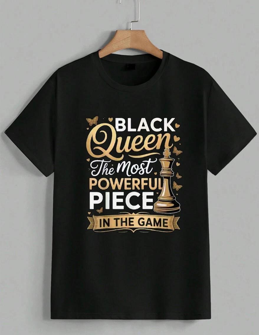 Black Queen Chess Piece Graphic T-Shirt Empowerment African Pride Unisex XXL
