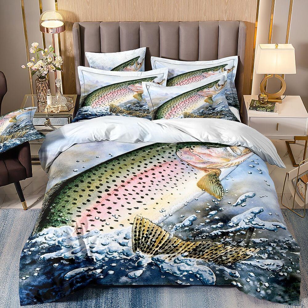 

Комплект постельного белья 3D Fishing, чехол для кровати размера King Queen, наволочка 2/3 шт., мягкая быстросохнущая ткань, милый узор, чехол в подарок, односпальная кровать, двуспальная кровать Baby 100x135cm