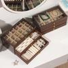 Multi-layer Wooden Jewelry Box Transparent Window Rings Necklace Jewelry Storage Case Organizer Bracelet Earrings
