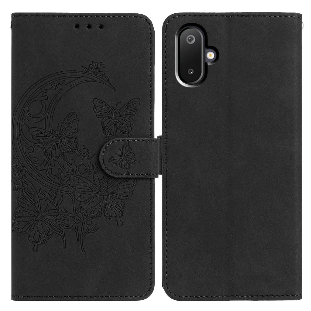 Für Samsung Galaxy M06 5G/F06 5G Hülle Schmetterling Blume Geprägt PU Leder Brieftasche Ständer Handyhülle