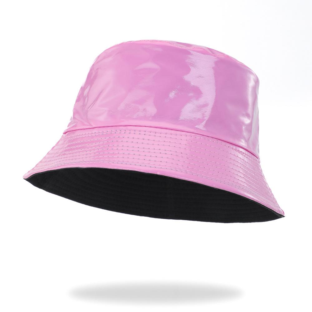 Cappello a secchiello in ecopelle da donna Reversibile in PU Cappello da sole Moda Autunno Impermeabile Cappello da pescatore Cappello a secchiello da sole Reversibile