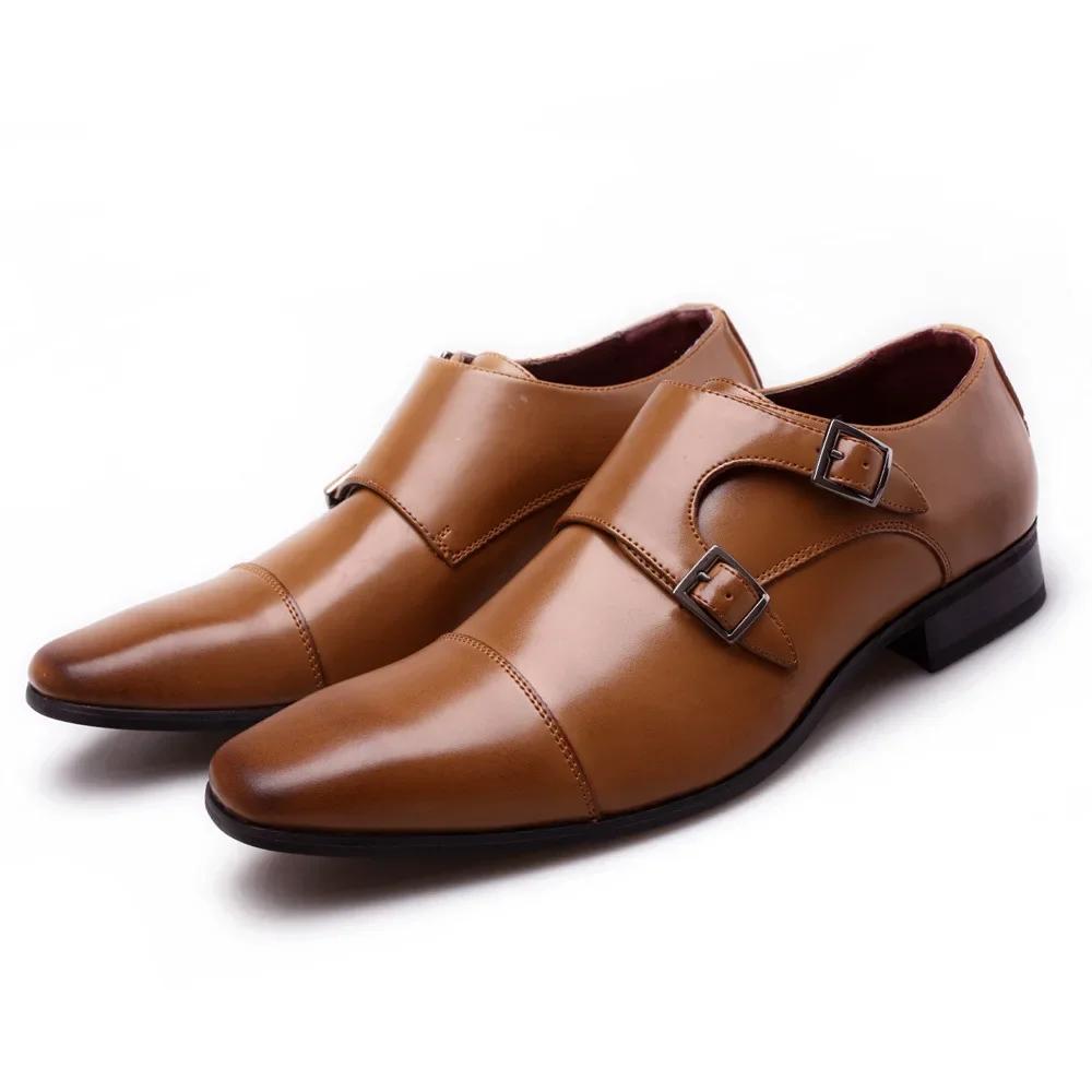GOOHOJIO Patent Leather Mens Loafers Handmade Monk Strap Wedding Party Casual Dress Shoes Summer Autumn Footwear for Men 39-48
