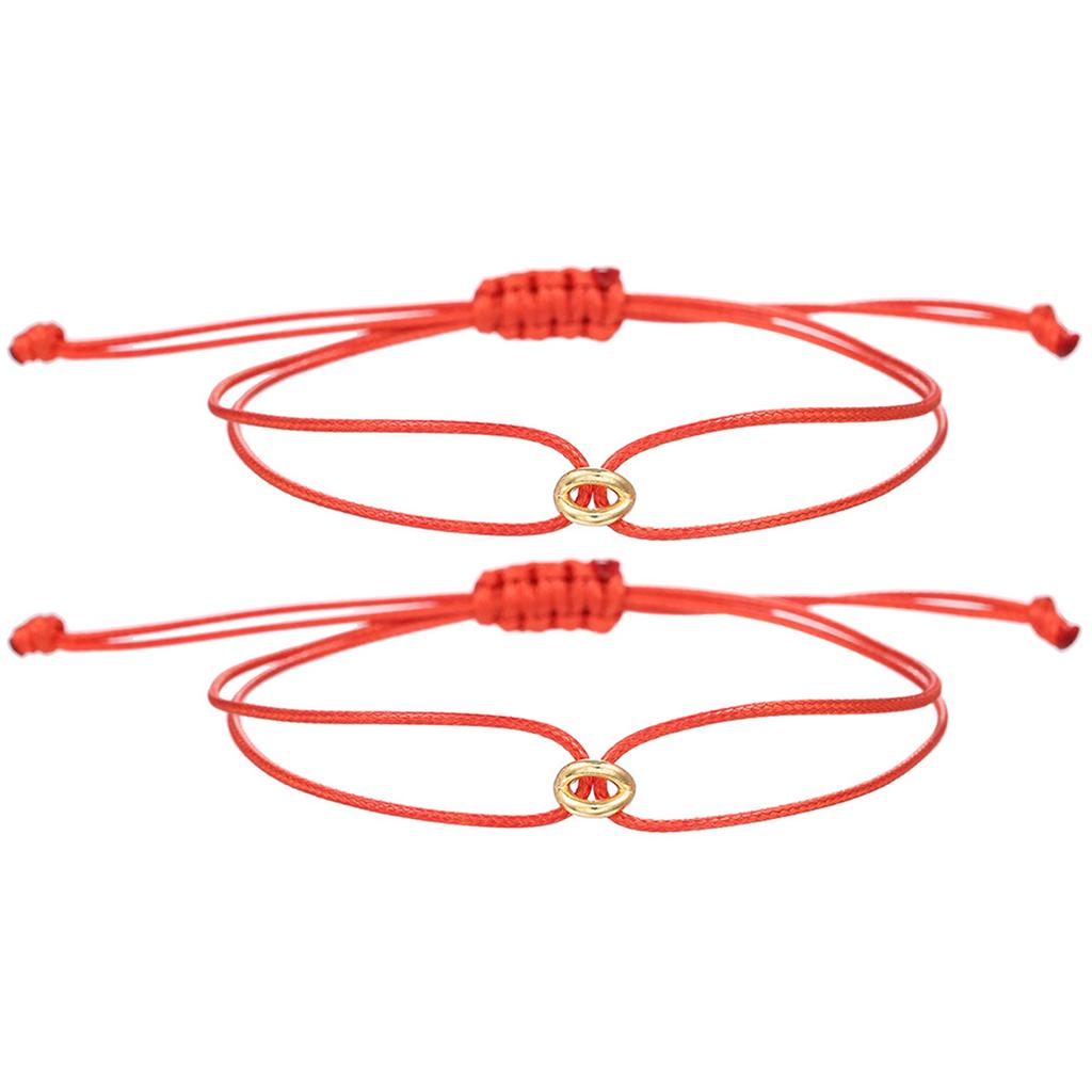 2pcs Couple Bracelets Good Luck Beads Handchain Adjustable Handmade Wristchain Braided Rope Wristchain Accessory