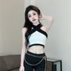 Pure desire chic sweet babes sexy short neck vest women wear contrasting color off the navel sleeveless top women ins tide