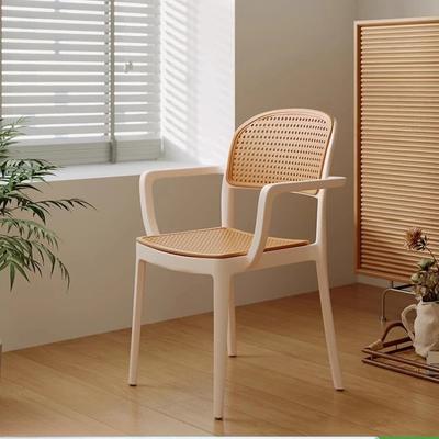Stackable Outdoor Armrest Plastic Chair Breathable Rattan Backrest Balcony Leisure Stool for Home Garden
