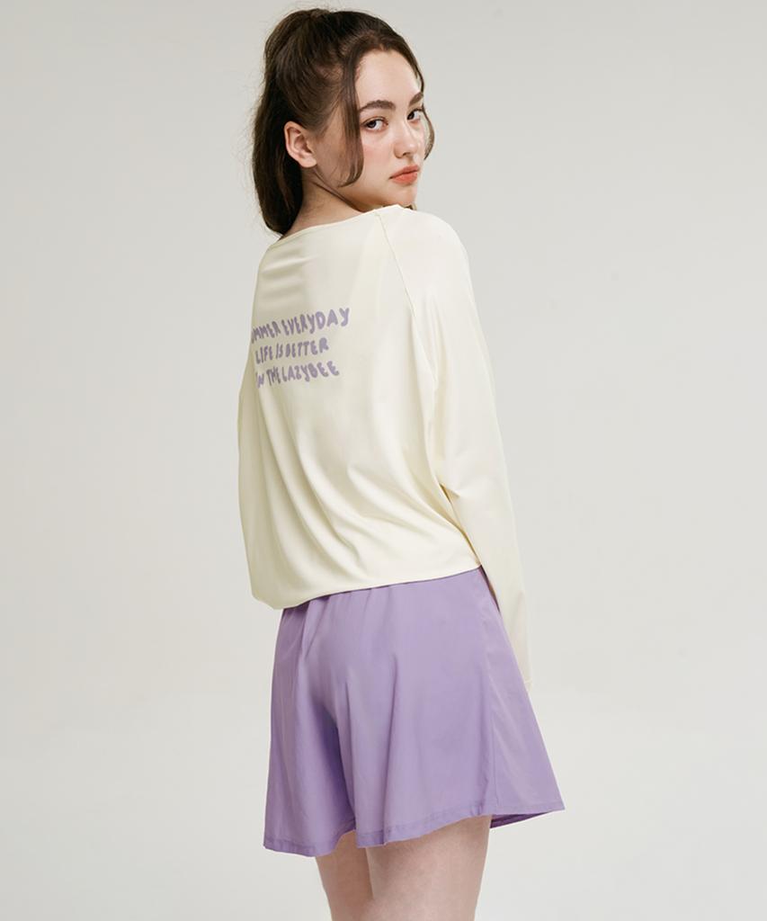 Leijibi [Set] Cotton Candy String Women'S Rash Guard + Wrap Skirt Culottes Coconut