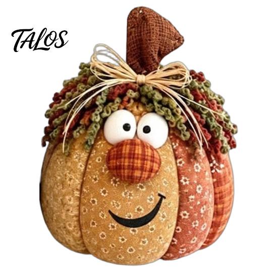 Handmade Harvest Ornaments for Thanksgiving Whimsical Patchwork Pumpkin, Pumpkin Table Decor, Cute Smiling Face Retro Decorations Halloween