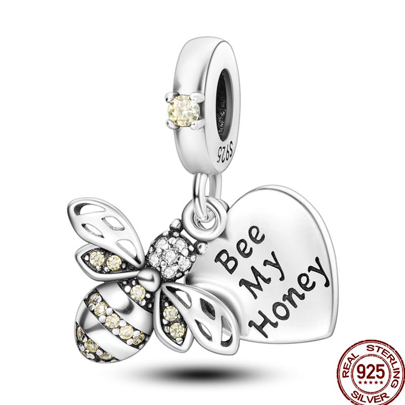 Spring Charm Copper Four-Leaf Clover Butterfly Dragonfly Pendant Beads Suitable For 3Mm Original Bracelet Diy