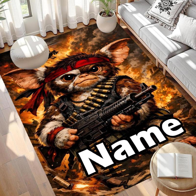 Custom Name Personalized Gizmo Print Carpet, Versatile Home Decor Rug, for Playroom, Apartment, Balcony, Entryway, Hallway Gift