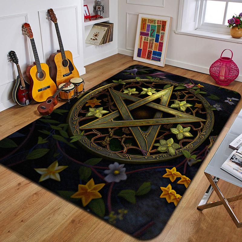 P-Pentagram Printed Carpet Fashion Yoga Mat Non-Slip Carpet Bedroom Decoration Outdoor Carpet Bedroom Birthday Gift
