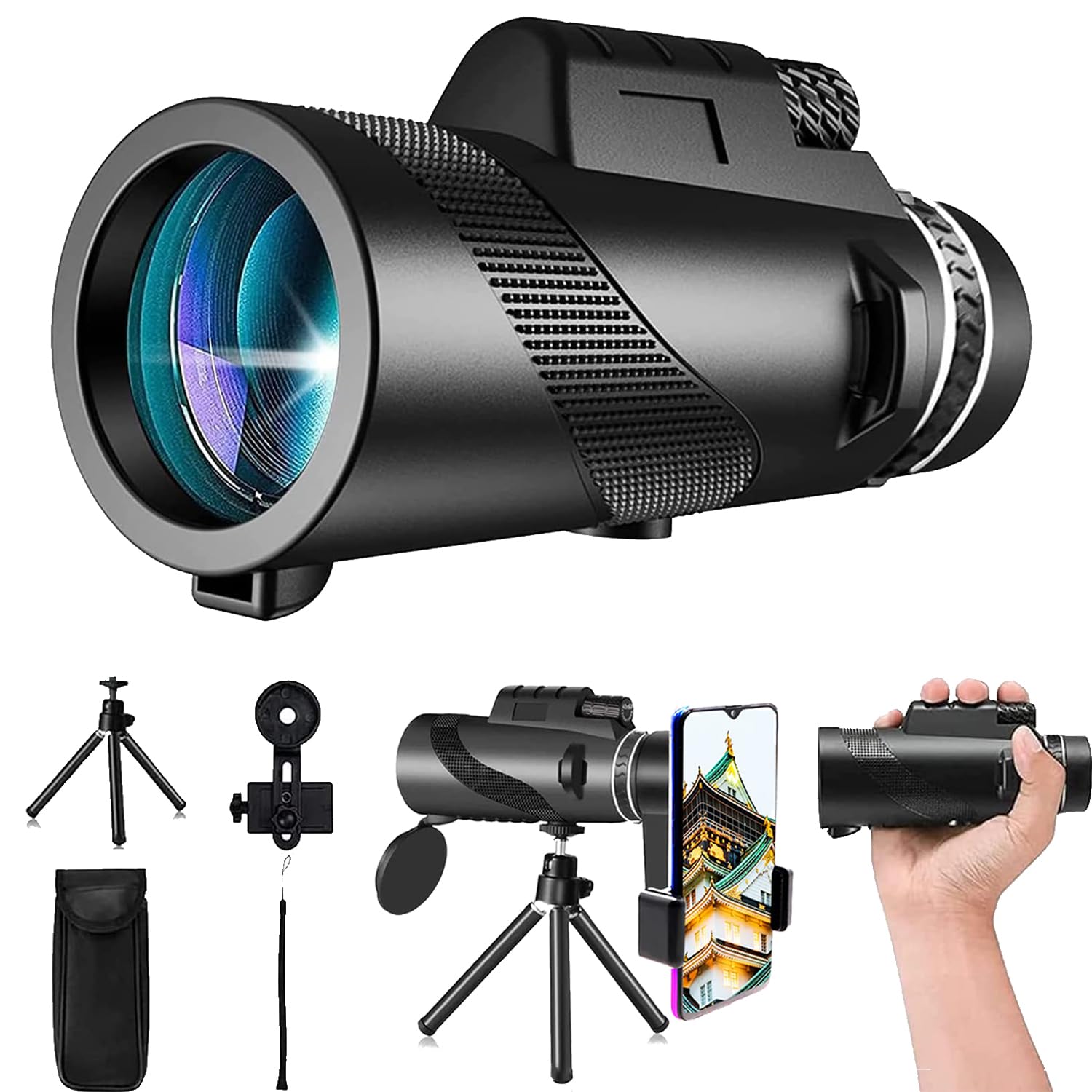 

XINKSD 80x100 Monocular Telescope with Smartphone Compatible Waterproof and BAK4 FMC Easy High Perfect for Sports Bird and Sports Includes Japanese