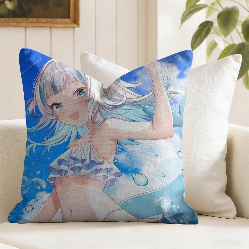 Anime Girl GGawr GGura Cushion Cover Eco Linen Pillow Case DoubleSided Print Breathable Durable Zipper Home Decor Gift