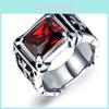 Stunning Vintage Red Onyx Thor Men's Stainless Steel Gothic Style Statement Ring