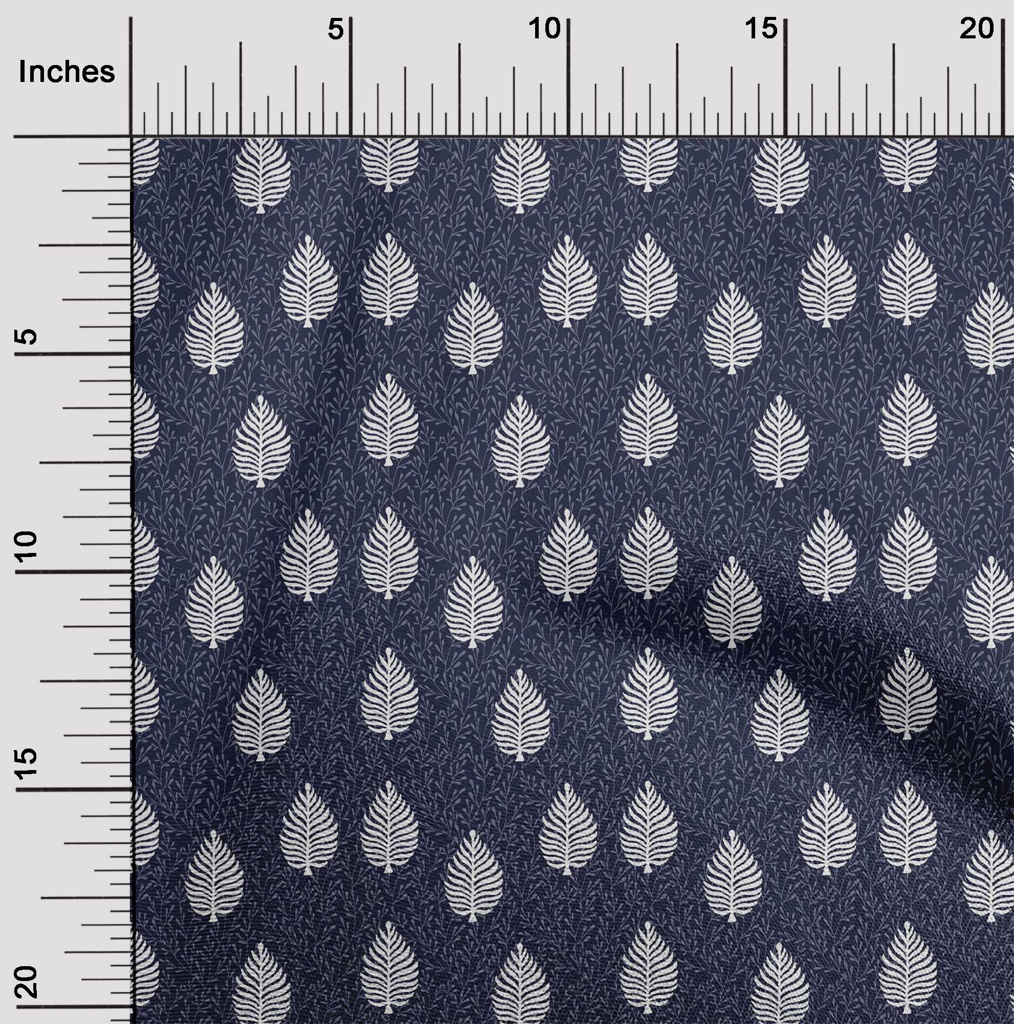 

oneOone Бавовняна гнучка тканина з листям із блочним принтом на ярдах шириною 40 дюймів 42 Inch - Viscose Chiffon синій