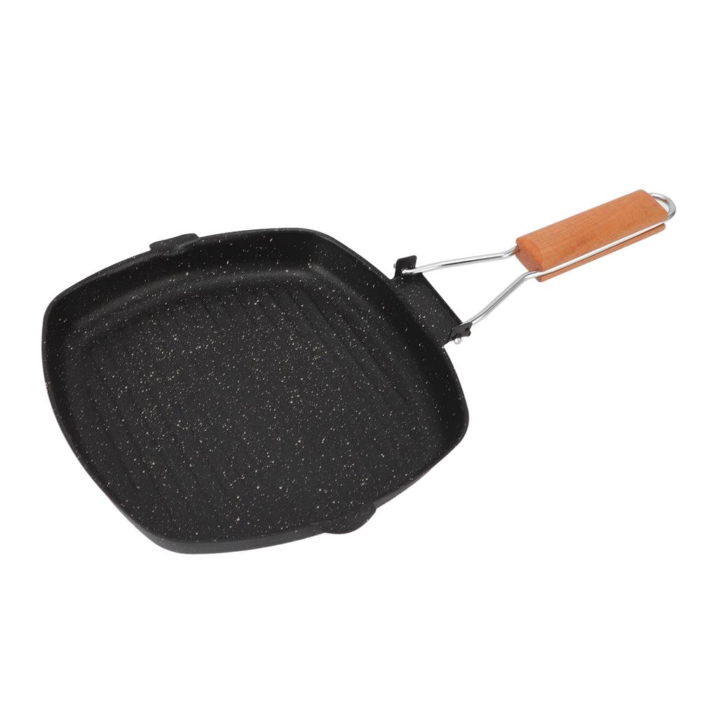 Frying Pan Outdoor Household Folding Beech Handle Energy Saving Non Stick Stripes Steak Special Pan