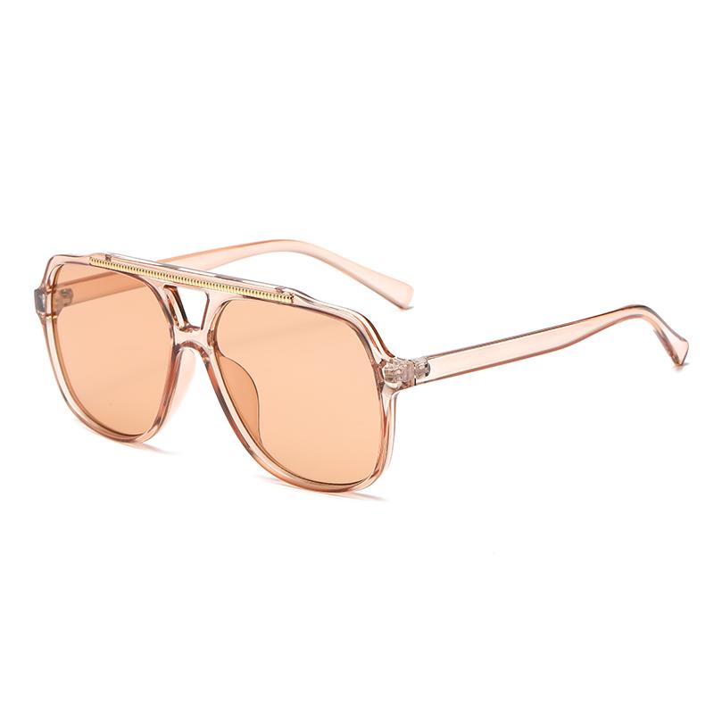 New Fashion Minimalist Ocean Piece Sunshade Sun Glasses Retro Double Beam Pilot Eyeglasses Uv Protection Female