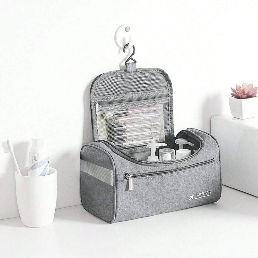 1pc-Travel Men's Hook Up Wash Bag, Cationic Waterproof Storage, Wash and Makeup Bag, Large Capacity
