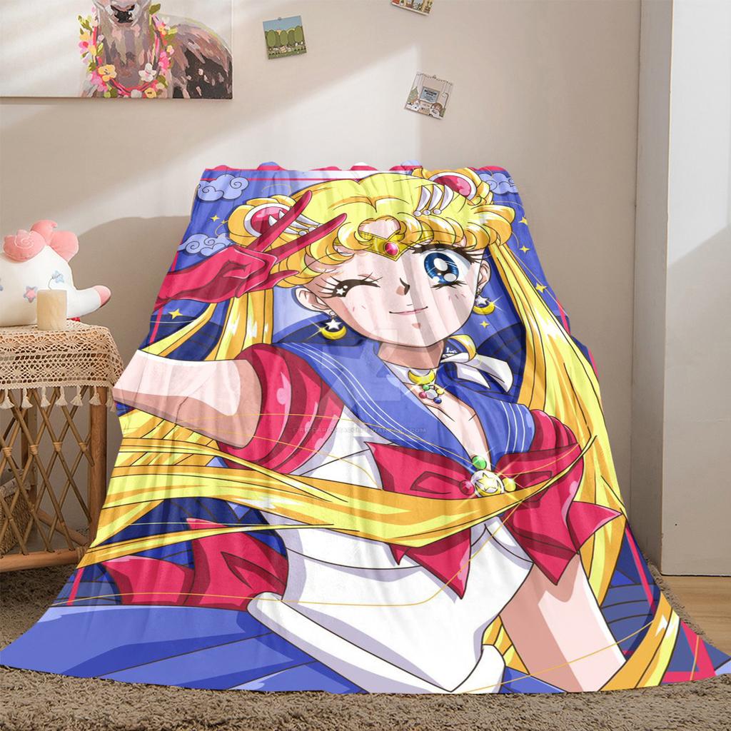 Japanese anime cute cartoon theme Sailor Moon Tsukino Usagi blanket suitable for home beds, sofa covers, office nap, outdoor warm blankets O7