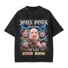 Vintage Washed Tshirt Funny Brainrot Outer Space Meme Tung Sahur John Pork Selfie Tshirts Fashion Tee Shirt Male Summer Tops
