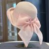 Korean Style Bow Woven Sun Hat for Kids Wide Brim Small Face Summer Outdoor Vacation Style Grass Hat