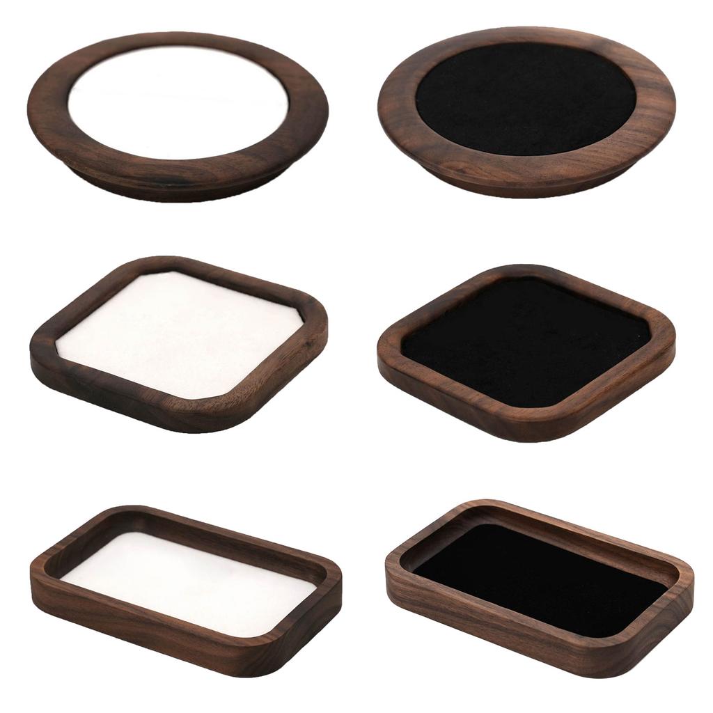Jewelry Display Geometry Earrings Show Stand Shelf Walnut Wood Rings Holder Tray Jewelry Organizer for Home Decoration