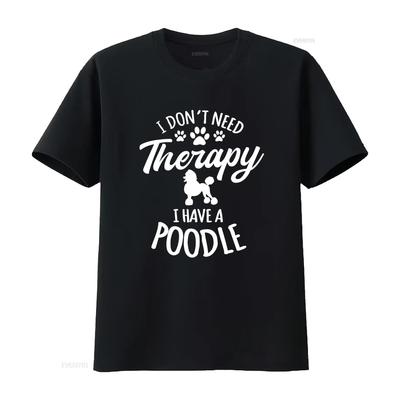 Ich brauche keine Therapie Habe einen Pudel T-Shirt Hunde Design Liebhaber Für Fell-Eltern Besitzer Pudel Caniche Pfotenabdruck vintage Gewaschen