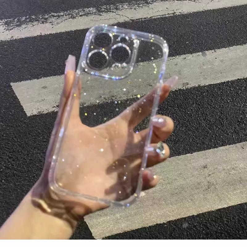 Applicable To Apple 16 Flash Powder Mobile Phone Case Simple Goddess IPhone 15 Full-inclusive Starry Sky Flash 14 ProMax Protection Case