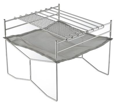 NANGGEAR (Echipament de campare Nanko) Suport pentru foc de tabără, plasă din oțel inoxidabil, grătar Solo, mare, 11105 (SOLO-303-JL)