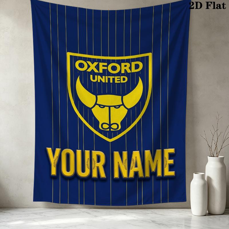Custom Name Oxford FC Wall Tapestry Aesthetic Wall Hanging Printed Fabric Blanket Decorative Tapestries for Bedroom Living Room Home Decor