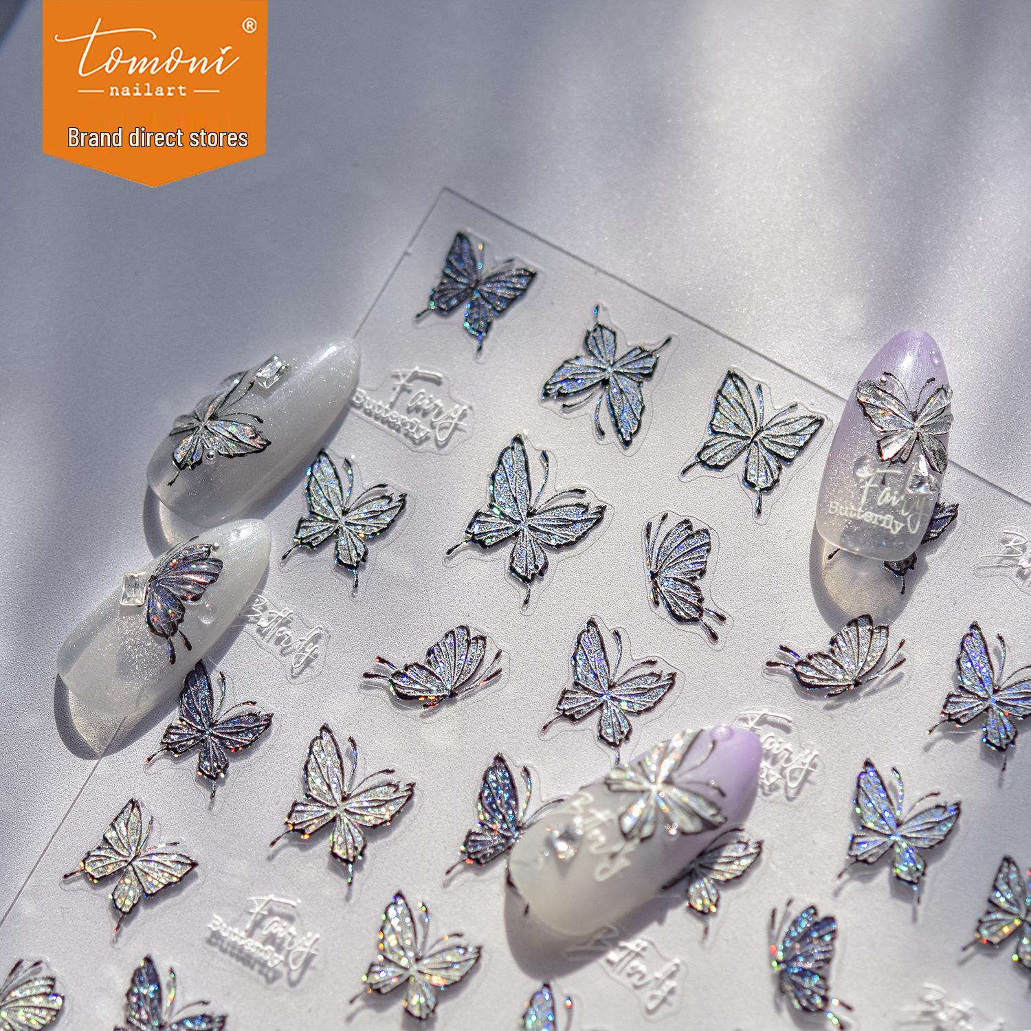 

Tomoni Japanese Glitter Butterfly Nail Stickers
