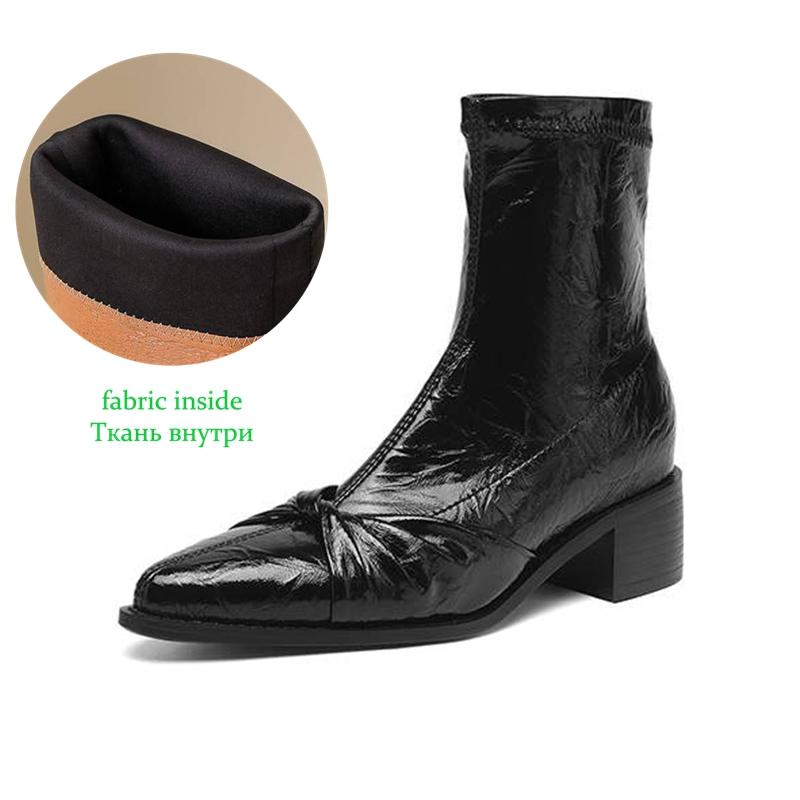 

Krazing Po Microfiber Winter Pointed Toe Size 33 Western Boots Size 43 Butterfly-knot Med Heels Ankle Boots 34