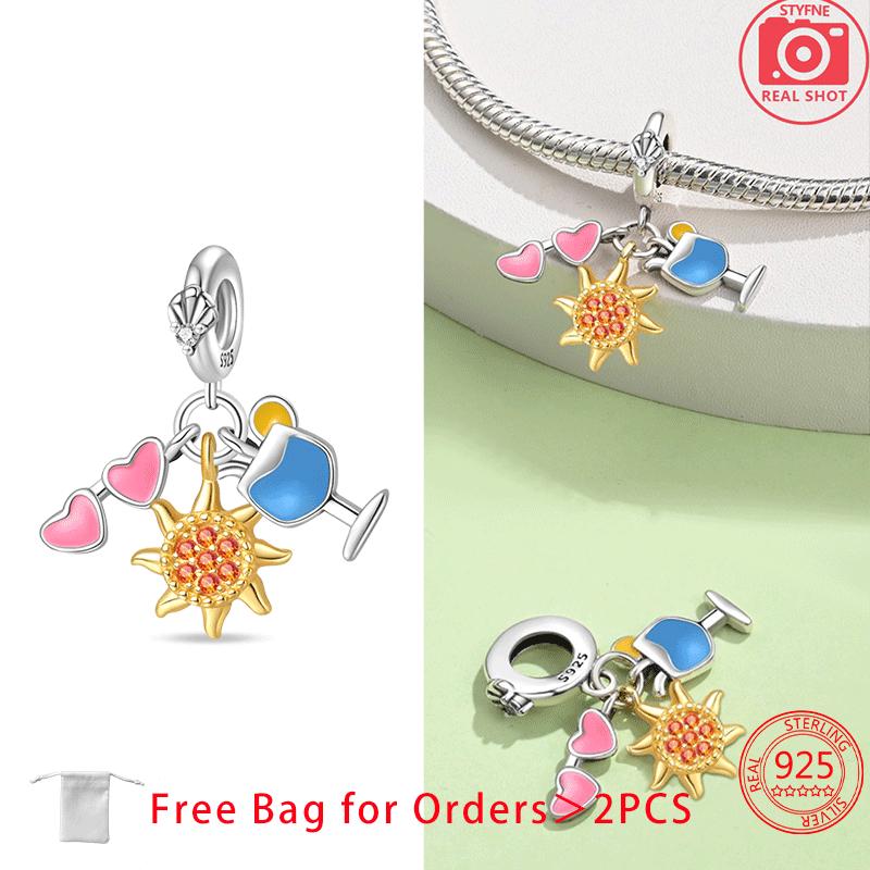 Authentic Copper Summer Coconut Cocktail Wine Coffee Charm Bead Charms Bead Charms Pendant Compatible With Women Bracelets Do It Yourself Jewellery De