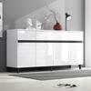 =N625P228826849W Credenza lucida, cassettiere con 4 cassetti, 2 ante e ripiani regolabili in altezza, basi, pensili ad angolo