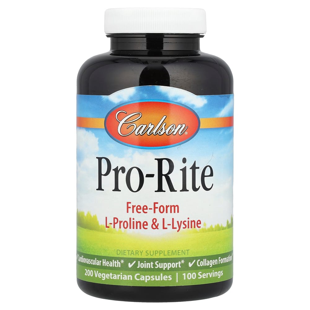 

Carlson Labs Pro-Lite Free Form L-Proline & L-Lysine Veggie Capsules, 200 Count 200 pcs - 1 ea