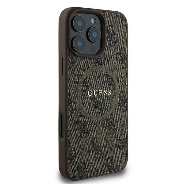 Custodia per iPhone 16 Pro Guess MagSafe Logo Classico Marrone