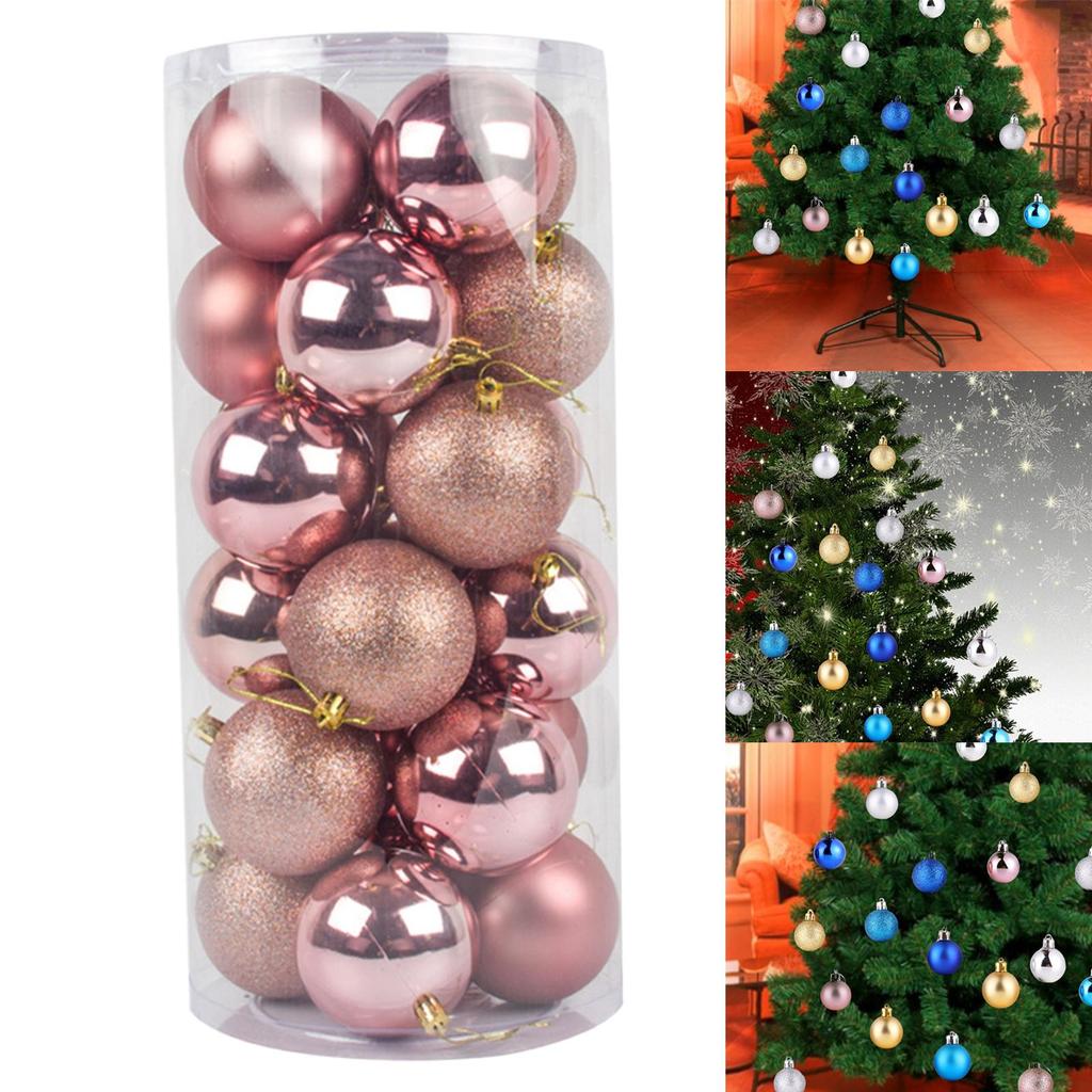 24x Christmas Ball Pendants Crafts Shatterproof DIY Decor Hanging Balls for Birthday Engagement Indoor Anniversary Festivals