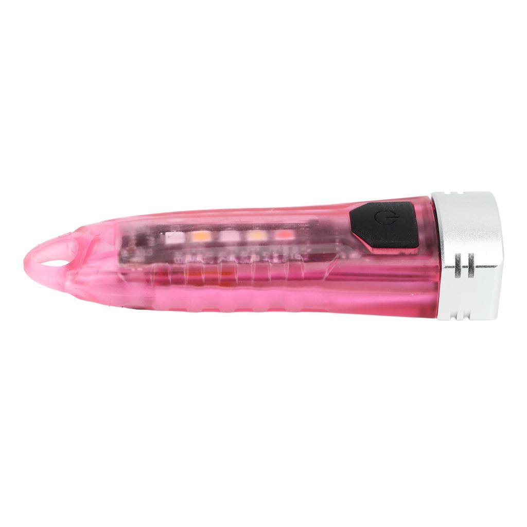 Portable Mini Keychain LED Light Torch Rechargeable IPX6 Type C Small Outdoor Keyring Flashlight 400LM Transparent Pink