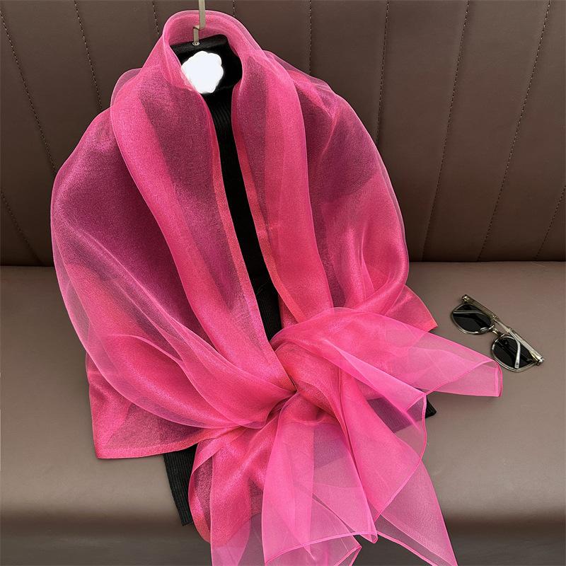 Silk Wool Scarf for Women Solid Scarves Shawls Wraps Pashmina Hijab Foulard Femme Beach Stoles Bandana Luxury Brand Poncho