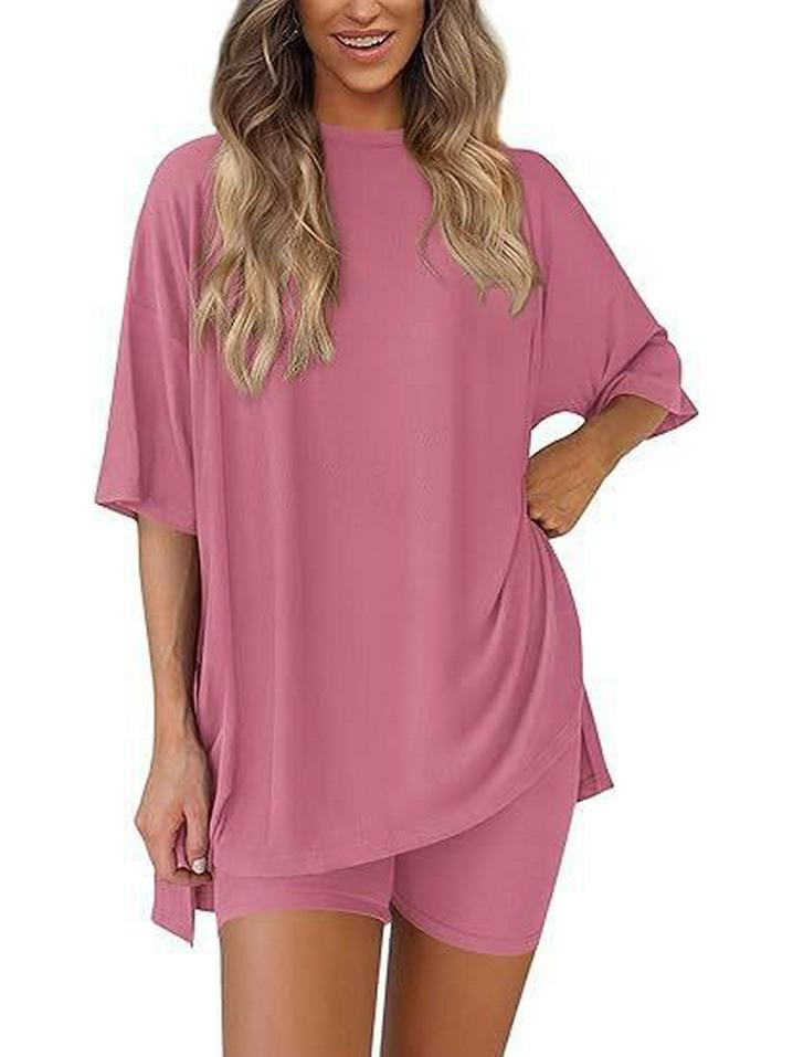Set Pigiama Donna Casual Solido Colorato Largo Estate 2026 Europeo & Americano