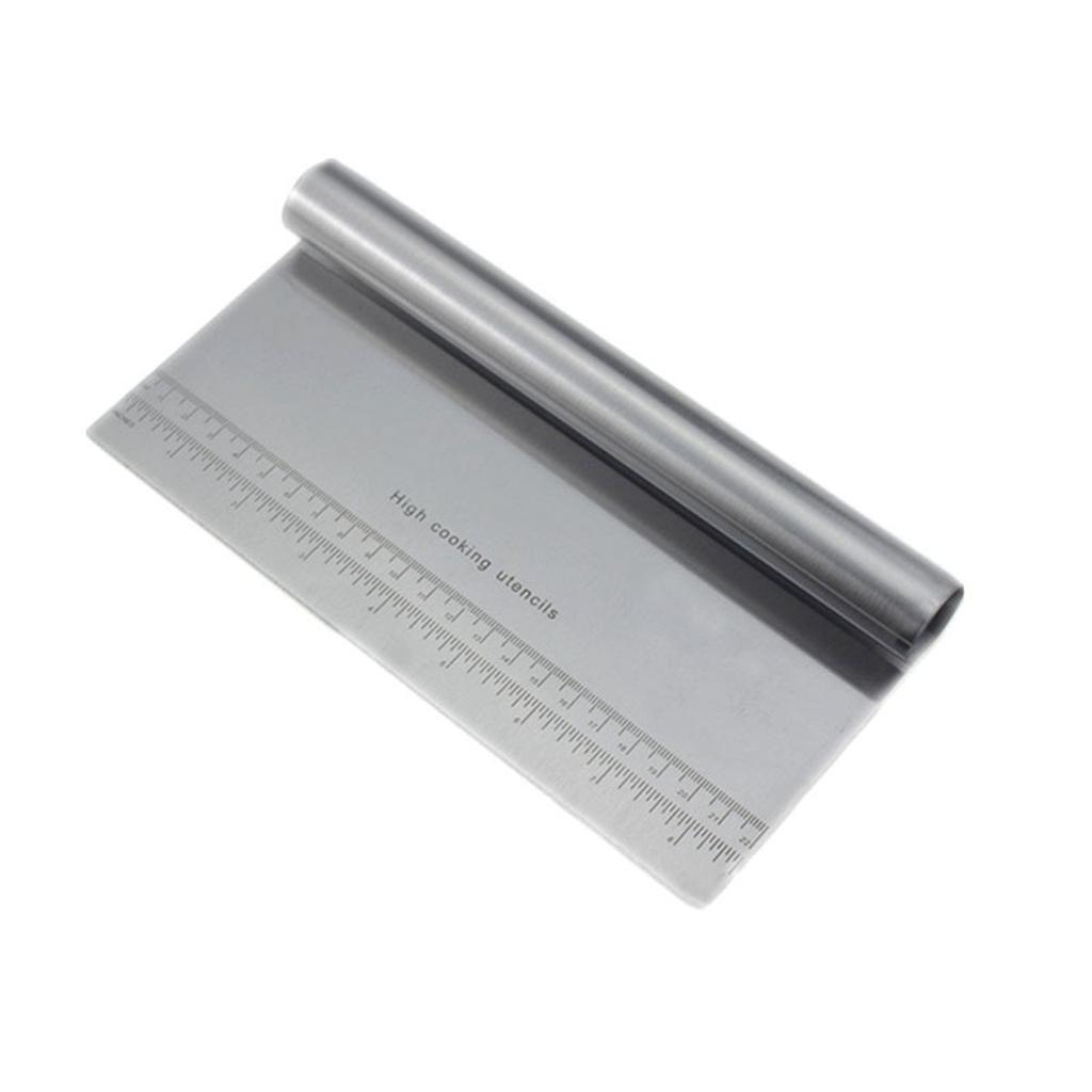 Dough Scraper Clear Scale Stainless Steel Dough Cutter with Ergonomic Handle for Bread Cake Baking