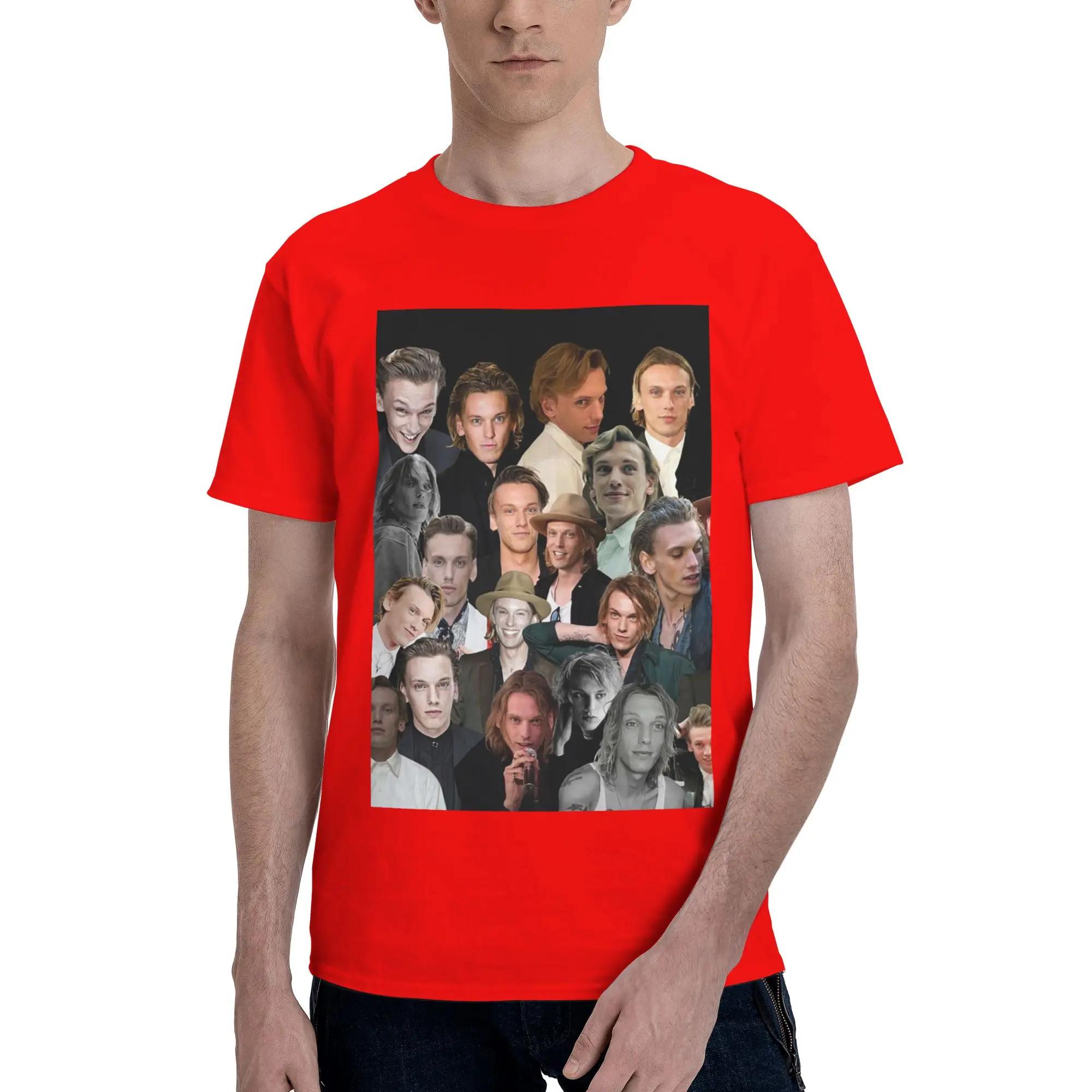 Jamie Campbell Bower Photo Collage Men TShirt Oversized T Shirts Mens ONeck Cotton Tees Short Summer Male S
