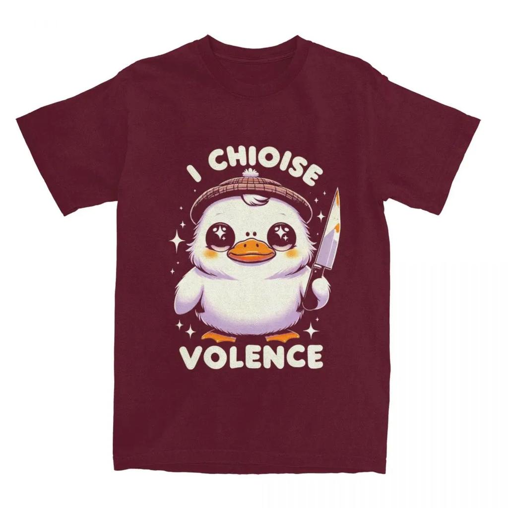 Ich wähle Gewalt Ente Humorvolles Meme Merch Shirt für Männer Frauen Lustig Messer Enten Liebhaber Geschenk Vintage Alle Jahreszeiten Stoff